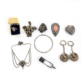 Assorted Sterling Silver Jewelry Brooch Necklace+