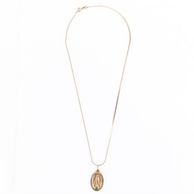 14k Virgin Mary Miraculous Medal & 20" Necklace