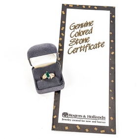 Lovely Ladies 10k Emerald w Diamond Accents Ring