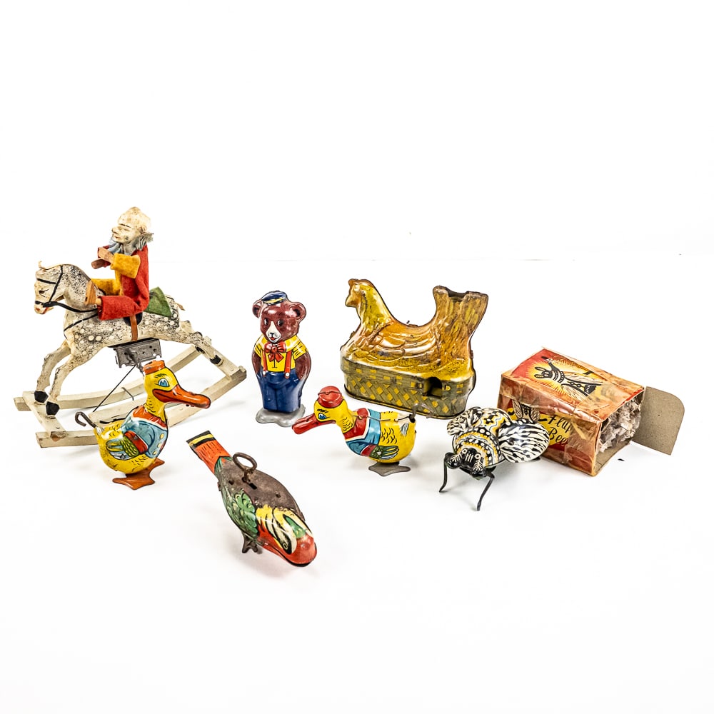 Vintage German Clown Wind Up Rocking Horse & More (1 of 13)