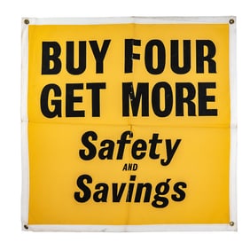 Circa 1930's Buy Four Get More Tire Banner