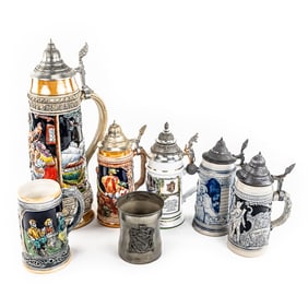 (7) Collector Beer Steins 16.5" Handarbeit & More