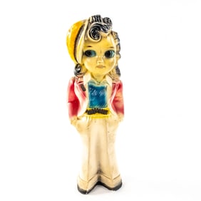 Vintage Chalkware Girl Carnival Prize