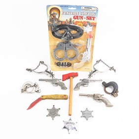 (9) Assorted Toy Cap Guns w Accessories
