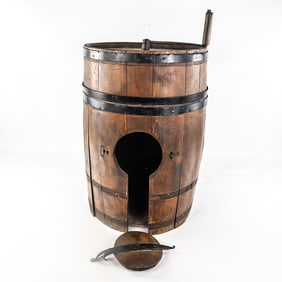 Antique Oak Barrel Butter Churn