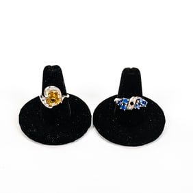 10k Gold Blue and Yellow Sapphire Cocktail Rings