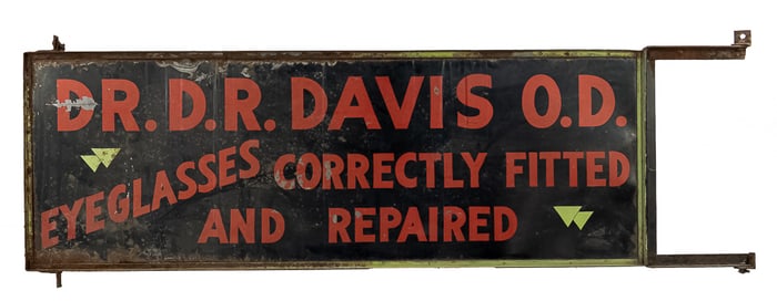 Dr. D.R. Davis O.D. Hand Painted Tin Sign