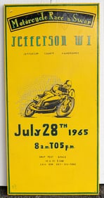 Vintage 1965 Motorcycle Race & Swap Sign