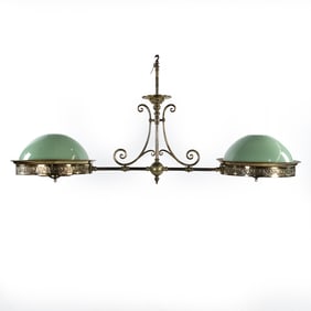 Large Brass 2 Arm Bar / Pool Table Light Fixture