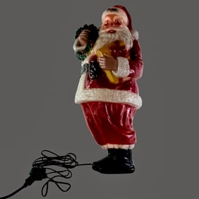 Vintage Molded Plastic Light Up Santa Claus