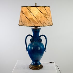 Blue Ceramic Vase Mid-Century Table Lamp
