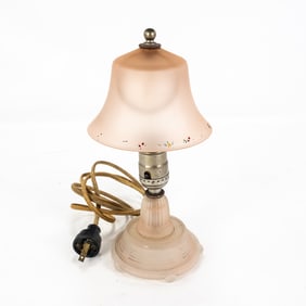 Antique Small Peach Frosted Table Lamp