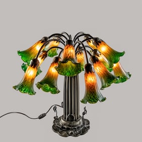 Art Nouveau Tiffany Inspired Lily Pad Lamp