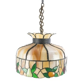 Vintage Leaded, Stained Glass Hanging Shade