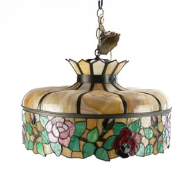 Vintage Leaded, Stained Glass Hanging Shade