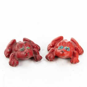 2 Cast Iron Frog Paperweights Dempster Windmills