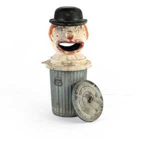 Vintage Clown Head Garbage Can Topper