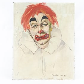 Hand Painted Artwork on Wood "The Clown"
