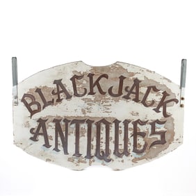 Older Hanging Double Sided Black Jack Sign