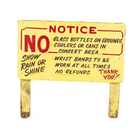 Wood 'No Glass Bottles - Show Rain or Shine Sign