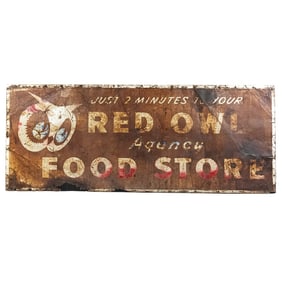 Vintage Red Owl Food Store Metal Sign