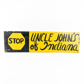 Folk Art STOP/Uncle John's of Indiana Sign