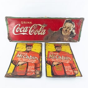 Lot of 3: Vintage Metal Soda Signs