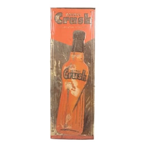A Large Vintage "Orange Crush" Embossed Sign