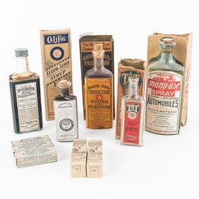 Lot of 11: Very Early Medicine & Automotive Bottle