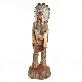 Contemporary Carved Wood Indian