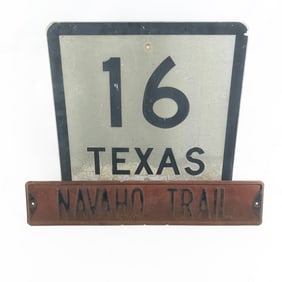 Vintage TX State Route 16 & Navaho Trail Signs