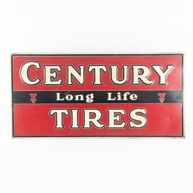 Metal Embossed "Century Tires" Automotive Sign