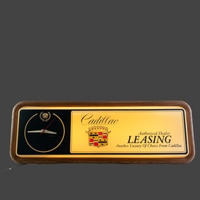 1980s Cadillac Dealership Leasing Clock Sign