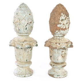 Lot of 2: Ornate Cast Iron Pineapple Finials