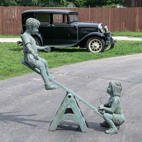 Monumental Bronze Teeter Totter Kids at Play