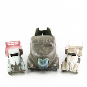 (3)Assorted Wyandotte Pressed Steel Toy Trucks
