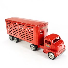 1950s Tonka Livestock Pressed Steel toy Semi Truck
