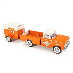 60s Nylint Presse Steel Toy U Haul Truck w Trailer
