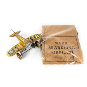 MARX Sparkling Tin Litho Toy US ARMY Airplane wBox