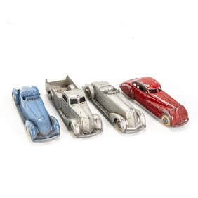 (4) 1930-40s Tootsietoy 6" Jumbo Coupes & Truck