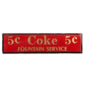Reverse Painted 5 Cent Coke Sign