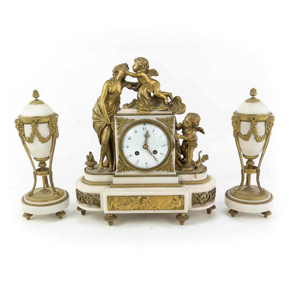 French Marble & Ormolu Clock Set (1 of 20)