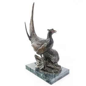 Bronze Pheasant Sculpture by Matia