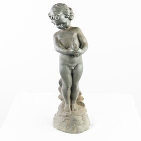 Lost Wax Cast Bronze Putto & Frog Fountain