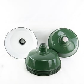 (7) 17.5" Green Porcelain Shades