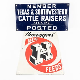 Vintage Cattle Raisers Signage Porcelain, Embossed