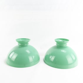 Pair of Green Milk Glass Light Shades
