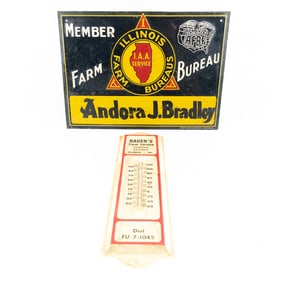 Farm Sign & Purina Chows Thermometer