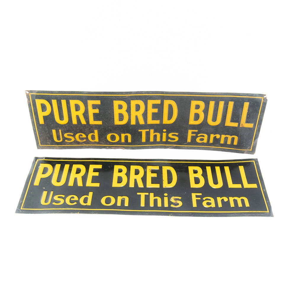 2 Pure Bred Bull Embossed Painted Tin Signs (1 of 10)