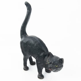 Hubley Cast Iron Arched Black Cat Door Stop